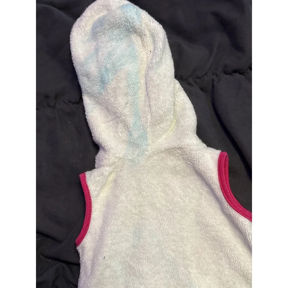 American Girl White Terry Hooded Swim Cover Up Floral Embroidered Doll Clothes